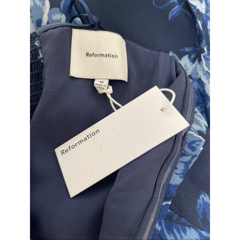 REFORMATION Leilani Floral Strapless Blue Maxi Dress Size 10 - Picture 6 of 7